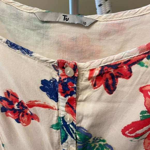 Tu brand Floral printed cotton viscose dress with pockets women’s size 10 - Picture 6 of 7
